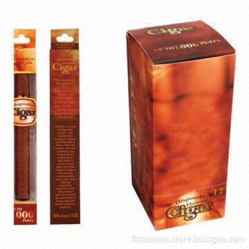 1,000-puff Disposable Electronic Smokeless Cigars, Soft Suction Nozzle and Dark Brown Appearance